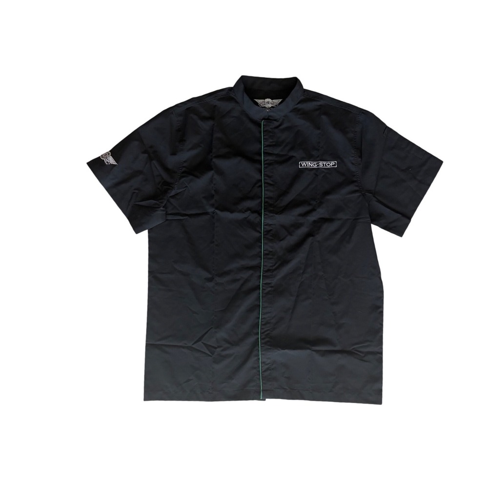 Wingstop Apparel Mens Large Black Chef Cook Uniform Shirt Short Employee Used